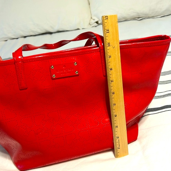 Kate Spade Red Patent Logo Perforated Tote - Picture 13 of 14